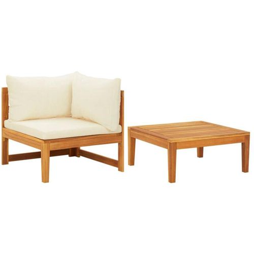 8720286380291 - Bonnevie - 2-tlg Garten-Lounge-SetGartenmöbel-Set mit Kissen Cremeweiß Akazienholz vidaXL 8720286380291 - Bonnevie - 2-tlg Garten-Lounge-SetGartenmöbel-Set mit Kissen Cremeweiß Akazienholz vidaXL