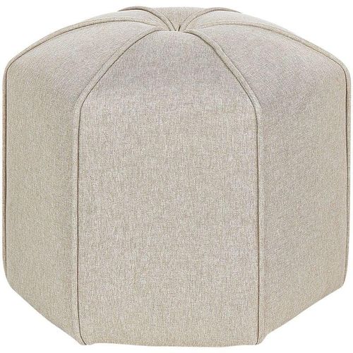 4255664854773 - Beliani - Pouf Beige Stoffbezug Leinen Blumenform 45 x 45 x 42 cm Modern Wohnzimmer Schlafzimmer Ausstattung Deko Polsterhocker Sitzhocker Fußhocker