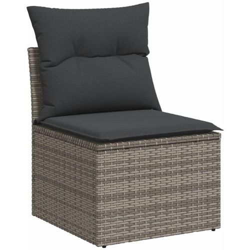 8721012334977 - Gartensofa ohne Armlehnen mit Kissen Grau Poly Rattan vidaXL942660