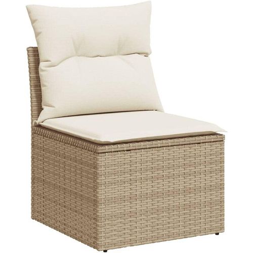 8721012334359 - Vidaxl - Gartensofa ohne Armlehnen mit Kissen Beige Poly Rattan