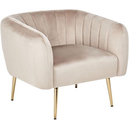 4251682237314 - Beliani - Cocktailsessel Taupe Stoffbezug aus Samtstoff mit Metallgestell in Gold Glamouröser Edler Stil Wohnzimmer Salon Esszimmer Flur 4251682237314 - Beliani - Cocktailsessel Taupe Stoffbezug aus Samtstoff mit Metallgestell in Gold Glamouröser Edler Stil Wohnzimmer Salon Esszimmer Flur
