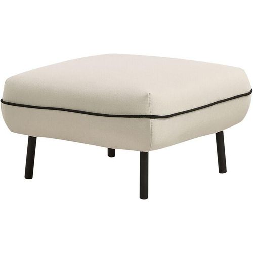 4255664881403 - Beliani - Ottomane Beige Stoffbezug Quadratisch mit Schwarzen Metallbeinen Biese Retro-Design Wohnzimmer Schlafzimmer Ausstattung Fußhocker Hocker