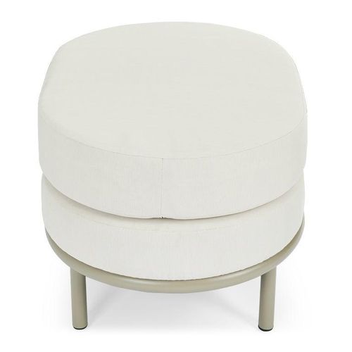 3663935040717 - NV GALLERY Outdoor Pouf FLORENTINO - Garten-Pouf Stoff in Cremeweiß & Metall in Taupe - Weiß   Beige