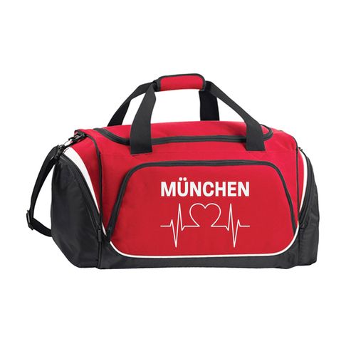 4068859116125 - multifanshop Sporttasche - München rot - Herzschlag - Druck weiß - Tasche 4068859116125 - multifanshop Sporttasche - München rot - Herzschlag - Druck weiß - Tasche