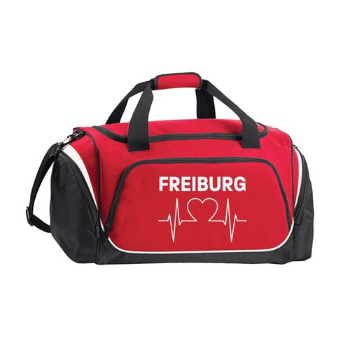 4068859108144 - multifanshop Sporttasche - Freiburg - Herzschlag - Druck weiß - Tasche 4068859108144 - multifanshop Sporttasche - Freiburg - Herzschlag - Druck weiß - Tasche
