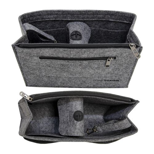 4057216040258 - Handtaschen Organizer 27x10x16cm M Filz Tasche Innentasche Taschen Einsatz Grau