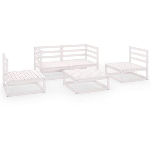 8720286464885 - Bonnevie - 5-tlg Garten-Lounge-SetGartenmöbel-Set Weiß Kiefer Massivholz vidaXL