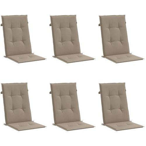 8720286148259 - Bonnevie - Gartenstuhlauflagen für Hochlehner 6Stk Outdoor-Kissen Taupe 120x50x3cm Stoff vidaXL