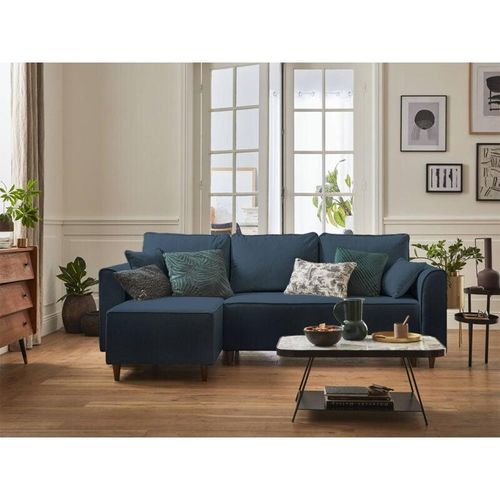 3701061732479 - Bestmobilier - Saphir– 4-sitzer ecksofa beidseitig montierbar – mit schlaffunktion – mit bettkasten – aus stoff - blau