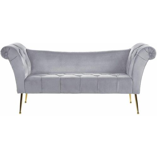 4251682242455 - Beliani - Chaiselongue Grau goldene Beine Universal mit Samtbezug und Metallfüßen für Wohnzimmer Schlafzimmer Salon Flur Klassisch Retro Modern