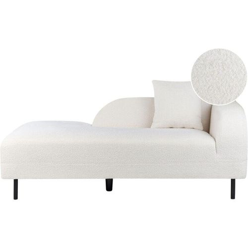 4255664879325 - Beliani - Chaiselongue Weiß Bouclé-Stoff Rechtsseitig mit Kissen Modernes Design Retro Stil Relaxliege für Wohnzimmer Schlafzimmer Indoor