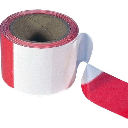 4011645012859 - Posamo - Pösamo Absperrband 80 mm Breite a 100m rot weiss