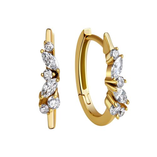 4006046393553 - Paar Creolen CELESTA 375 Gold Zirkonia Ohrringe Gr ONE-SIZE Gold gelb (gelb weiß) Damen Creolen 4006046393553 - Paar Creolen CELESTA 375 Gold Zirkonia Ohrringe Gr ONE-SIZE Gold gelb (gelb weiß) Damen Creolen