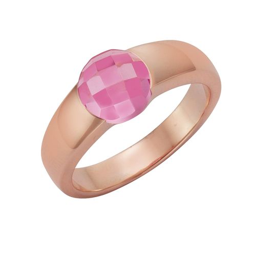 4006046259460 - Fingerring 925 Silber rosé vergoldet Quarz (beh) Fingerringe Gr 052 (166) 30 ct Silber 925 (Sterlingsilber) rot (rot pink) Damen Fingerringe