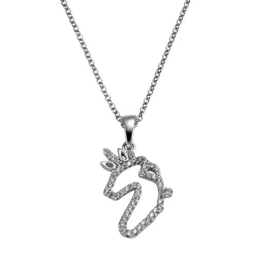 4006046305655 - Kette mit Anhänger ZEEME 925 - Sterling Silber Einhorn Zirkonia Halsketten Gr 43 + 3cm Silber 925 (Sterlingsilber) Länge 46 cm Breite 130 mm weiß Damen