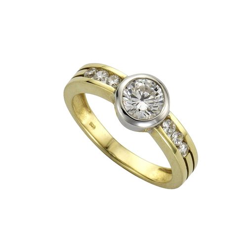 4006046209502 - Fingerring CELESTA 375 - Gelbgold 2farbig Zirkonia Fingerringe Gr 054 (172) Gold gelb (gelb weiß) Damen Fingerringe