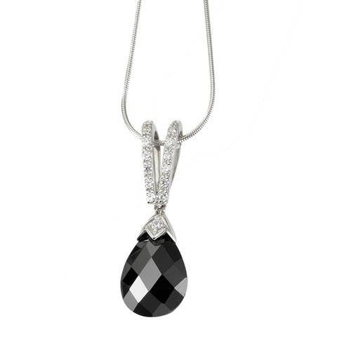 4006046137485 - Kette mit Anhänger CELESTA 925 Sterling Silber Zirkonia weiß und schwarz Halsketten Gr 42 + 5cm Silber 925 (Sterlingsilber) Länge 47 cm Breite 100 mm weiß Damen Ketten mit Anhänger