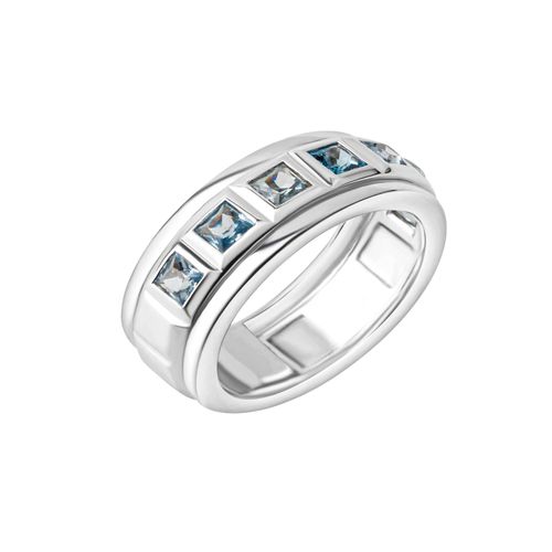 4006046416061 - Silber Ring 925 Silber rhodiniert Blautopas 925 - Sterling Silber Blautopas beh blau Glänzend (Größe 058 (185))