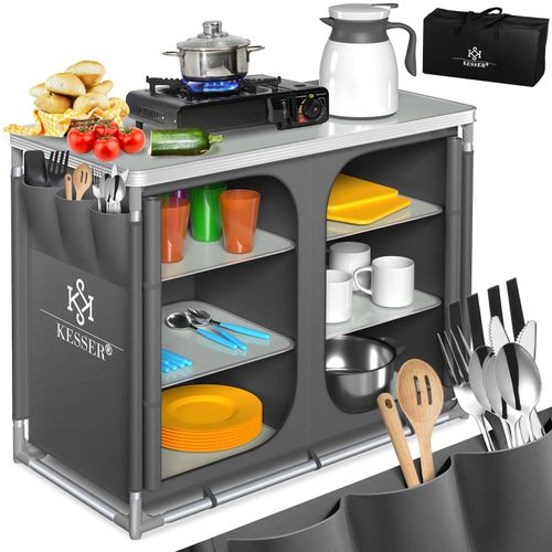 4260663280539 - KESSER® Campingschrank Campingküche mit Aluminiumgestell inklTragetasche  Kocherschrank für Camping  Campingmöbel  Outdoor