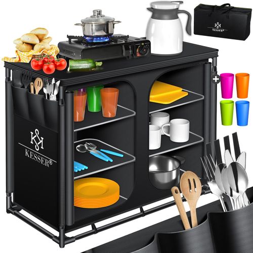 4255598351195 - KESSER® Campingschrank Campingküche mit Aluminiumgestell inklTragetasche  Kocherschrank für Camping  Campingmöbel  Outdoor