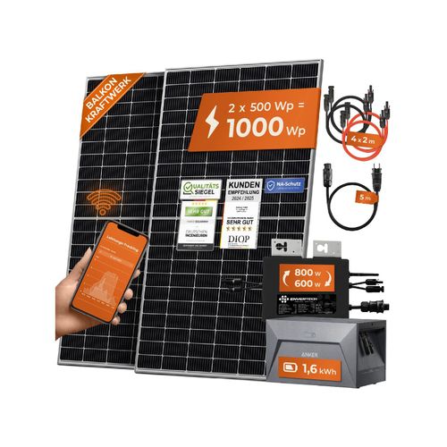 4262403074088 - Solarway® 1000W Balkonkraftwerk mit Speicher 800W komplett Steckdose - neuester 800 Watt Wechselrichter - 16 kWh Anker Solix 1 - 500W bifaziale Solarmodule & Envertech & Anker 4262403074088 - Solarway® 1000W Balkonkraftwerk mit Speicher 800W komplett Steckdose - neuester 800 Watt Wechselrichter - 16 kWh Anker Solix 1 - 500W bifaziale Solarmodule & Envertech & Anker