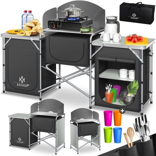 4255598351201 - KESSER® Campingschrank Campingküche mit Aluminiumgestell inklTragetasche Kocherschrank für Camping Campingmöbel Outdoor 4255598351201 - KESSER® Campingschrank Campingküche mit Aluminiumgestell inklTragetasche Kocherschrank für Camping Campingmöbel Outdoor