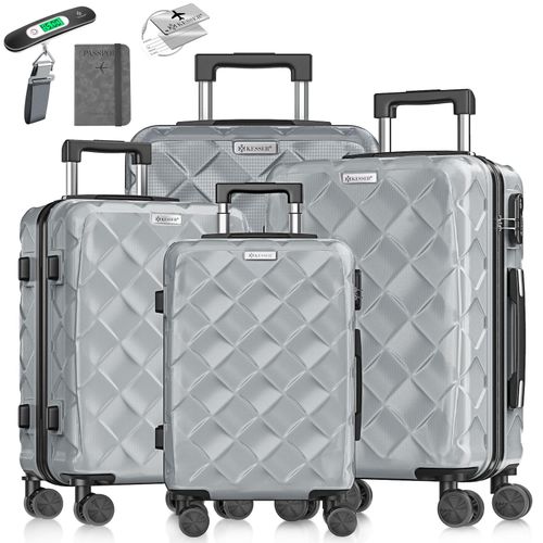 4255598351768 - KESSER® Reisekoffer Set 4-teilig Kofferset ABS Hartschalenkoffer mit Zahlenschloss Kofferwaage & Reisebrieftasche 360° Rollen Handgepäck & große Koffer für Business & Reise Trolley