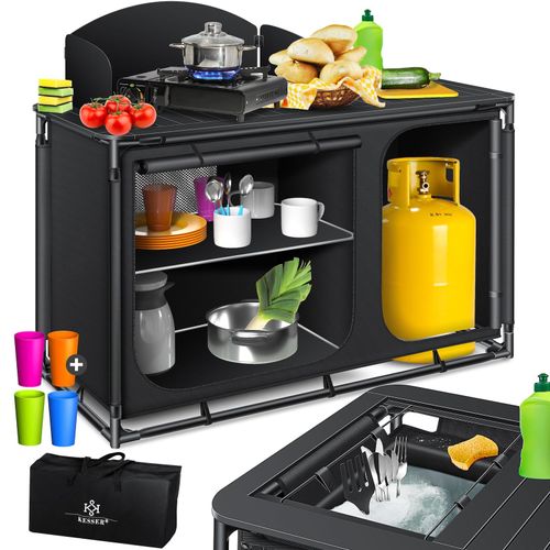 4255598351188 - KESSER® Campingschrank Campingküche mit Aluminiumgestell inklTragetasche  Kocherschrank für Camping  Campingmöbel  Outdoor