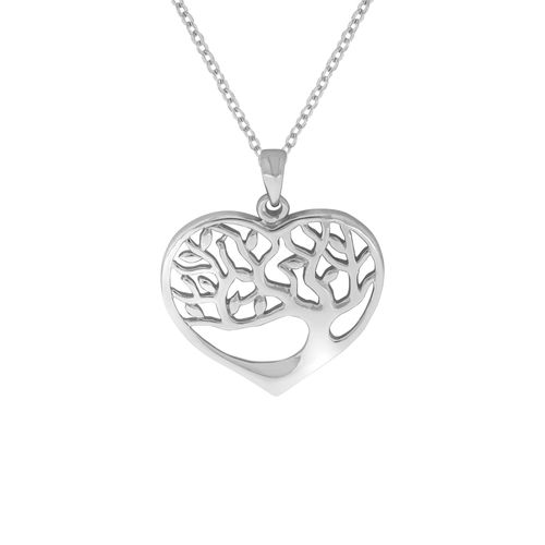 4006046344128 - Kette mit Anhänger ZEEME 925 - Sterling Silber rhodiniert Baum Herz Halsketten Gr 42 45cm Silber 925 (Sterlingsilber) Länge 45 cm Breite 240 mm weiß Damen Ketten mit Anhänger