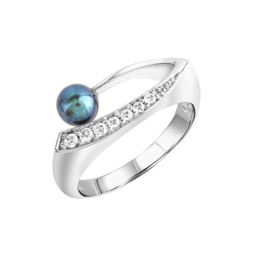 4006046381680 - Zeeme Pearls Ring 925 - Sterling Silber Süßwasserzuchtperle schwarz Glänzend (Größe 018 (570))