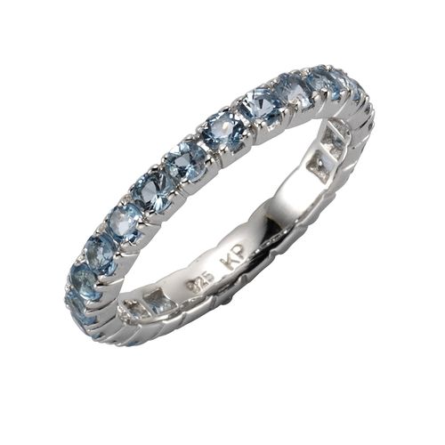 4006046244251 - Fingerring ZEEME Silber 925 rhodiniert mit 24x Blautopas (beh) Fingerringe Gr 052 (166) Silber 925 (Sterlingsilber) weiß (weiß blau) Damen