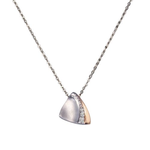 4006046305280 - Kette mit Anhänger ZEEME Silber 925 zweifarbig Zirkonia weiß Halsketten Gr 42cm Silber 925 (Sterlingsilber) Länge 42 cm Breite 100 mm weiß Damen