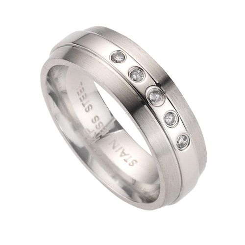 4006046125956 - Zeeme Stainless Steel Ring Edelstahl Kristall weiß Matt Glanz (Größe 064 (204))