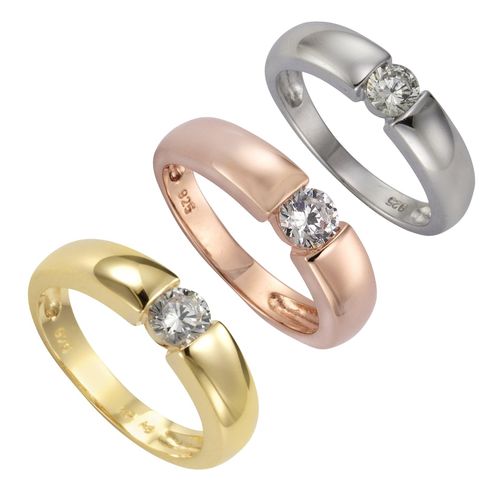 4006046269803 - Fingerring FIRETTI Schmuck Geschenk Silber 925 Silberring Spannring-Optik Fingerringe Gr 54 Silber 925 (Sterlingsilber) 5 mm goldfarben (gelbgoldfarben kristallweiß kristallweiß) Damen Fingerringe mit Zirkonia (synth)