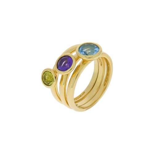 4006046345545 - Fingerring ZEEME 925 - Sterling Silber Blautopas Peridot Amethist Fingerringe Gr 054 (172) 15 ct Silber 925 (Sterlingsilber) gelb (gelb blau) Damen Fingerringe