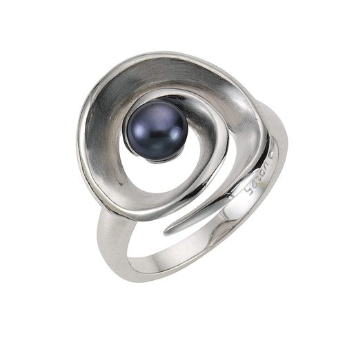 4006046173575 - Zeeme Pearls Ring 925 - Sterling Silber Perle schwarz Matt Glanz (Größe 058 (185))