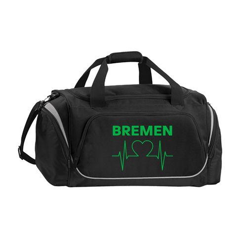 4068859172527 - multifanshop Sporttasche - Bremen - Herzschlag - Druck grün - Tasche