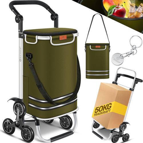 4255598334129 - KESSER® Einkaufstrolley Treppensteiger mit Kühlfach klappbar mit 56L Kapazität und belastbar bis 50kg 3in1 Trolley Sackkarre & Umhängetasche Faltbarer Einkaufswagen inkl Einkaufschip