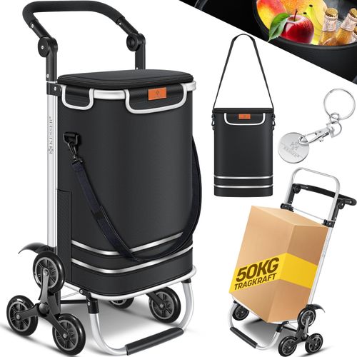 4255598334112 - KESSER® Einkaufstrolley Treppensteiger mit Kühlfach klappbar mit 56L Kapazität und belastbar bis 50kg 3in1 Trolley Sackkarre & Umhängetasche Faltbarer Einkaufswagen inkl Einkaufschip