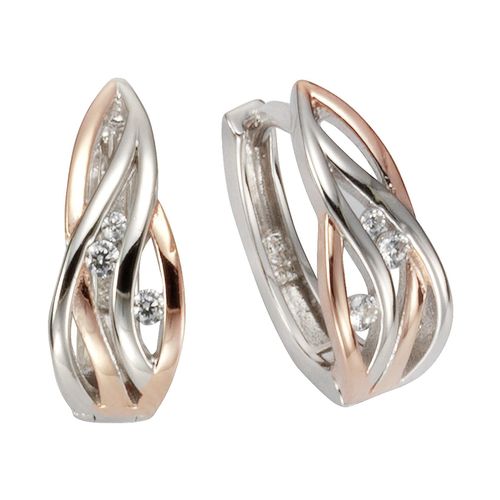 4006046278638 - Paar Creolen ZEEME Silber 925 zweifarbig 6x Zirkonia weiß Ohrringe Gr ONE-SIZE Silber 925 (Sterlingsilber) rot (rot weiß) Damen 4006046278638 - Paar Creolen ZEEME Silber 925 zweifarbig 6x Zirkonia weiß Ohrringe Gr ONE-SIZE Silber 925 (Sterlingsilber) rot (rot weiß) Damen