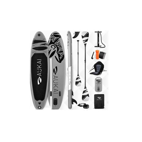 4054748020246 - Stand Up Paddle Board AUKAI Pro Ocean mit Kajak-Sitz grau 4054748020246 - Stand Up Paddle Board AUKAI Pro Ocean mit Kajak-Sitz grau