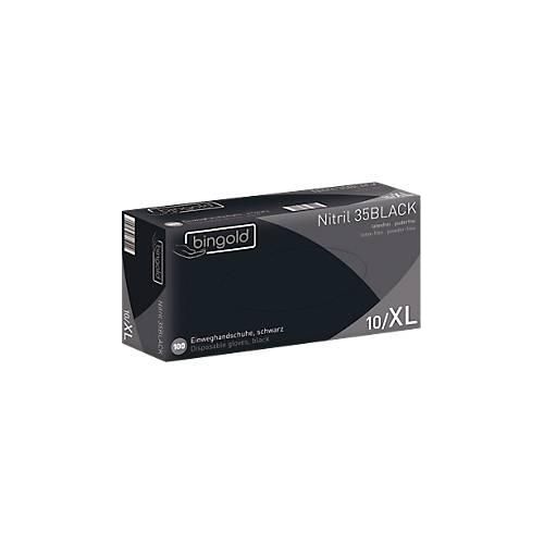 4004034635067 - Schutzhandschuhe BINGOLD Nitril 35BLACK Einweg mikrotextuierte Fingerspitzen puderfrei Nitril schwarz Größe XL 100 Stück 4004034635067 - Schutzhandschuhe BINGOLD Nitril 35BLACK Einweg mikrotextuierte Fingerspitzen puderfrei Nitril schwarz Größe XL 100 Stück