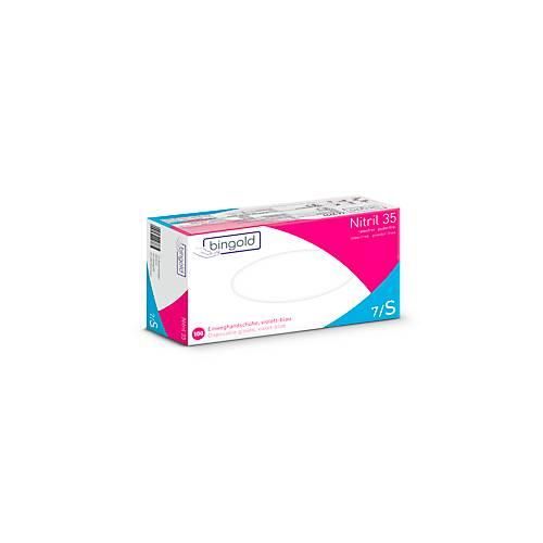 4004034003835 - Schutzhandschuhe BINGOLD Nitril 35 Einweg mikrotextuierte Fingerspitzen puderfrei Nitril violettblau Größe S 100 Stück 4004034003835 - Schutzhandschuhe BINGOLD Nitril 35 Einweg mikrotextuierte Fingerspitzen puderfrei Nitril violettblau Größe S 100 Stück
