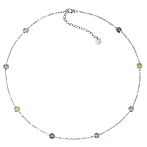 4006046306485 - Collierkettchen ZEEME 925 Silber rhodiniert mit Zirkonia bunt Halsketten Gr 42cm Silber 925 (Sterlingsilber) Länge 42 cm Breite 70 mm weiß Damen 4006046306485 - Collierkettchen ZEEME 925 Silber rhodiniert mit Zirkonia bunt Halsketten Gr 42cm Silber 925 (Sterlingsilber) Länge 42 cm Breite 70 mm weiß Damen