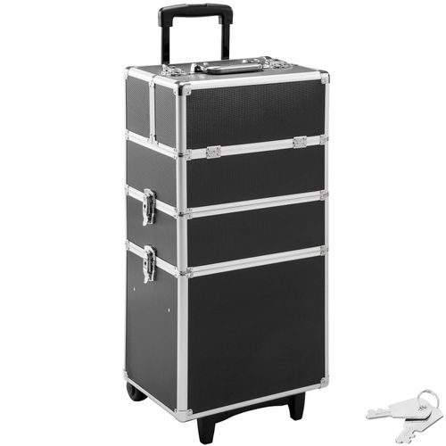 4260517461961 - tectake® Kosmetikkoffer 3 in 1 mit Innenverkleidung aus Samt abgerundete Ecken mit Schutz-Beschlägen 35 x 25 x 68 cm