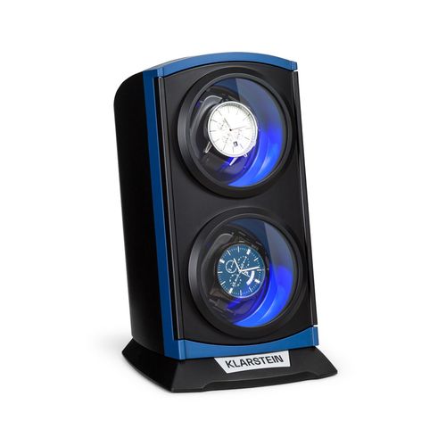 4060656503122 - St Gallen Premium Uhrenbeweger 2 Uhren 4 Geschwindigkeiten 3 Rotationsmodi Acrylglas-Sichtfenster blaue LED-Beleuchtung leise abriebfester