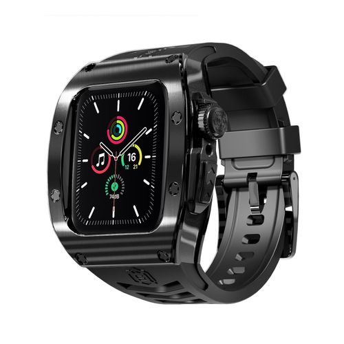 4255785151560 - Für Apple Watch Series 9 8 7 45 SE 6 5 4 Silikon Band Metall Gehäuse 4255785151560 - Für Apple Watch Series 9 8 7 45 SE 6 5 4 Silikon Band Metall Gehäuse