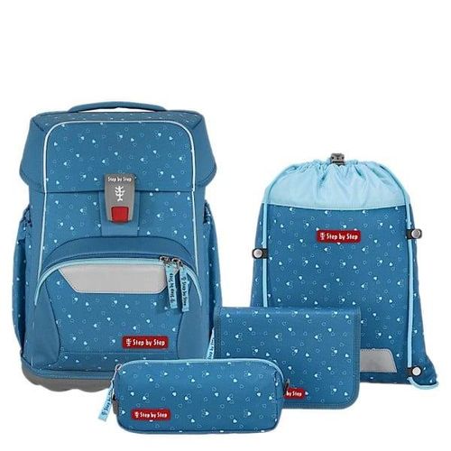 4047443527264 - BASIS Schulranzen Set 4tlg Blue Hearts-Blue Hearts