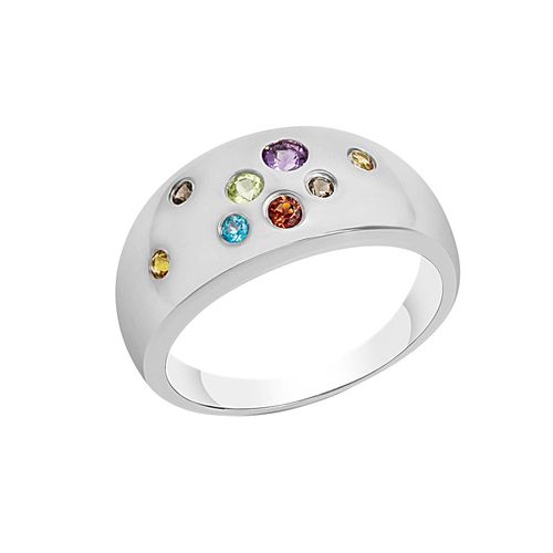 4006046344012 - Silber Ring 925 - Sterling Silber Amethyst Blautopas Citrin Granat Rauchquarz multi Glänzend (Größe 058 (185))