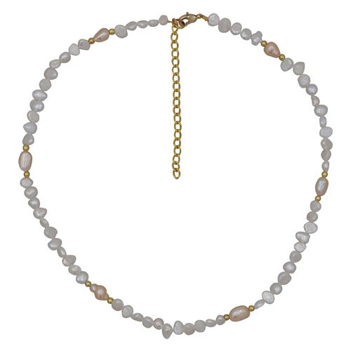 4039787010397 - Modeschmuck Kette Süßwasserperlkette weiß pfirsich goldfarben 4039787010397 - Modeschmuck Kette Süßwasserperlkette weiß pfirsich goldfarben